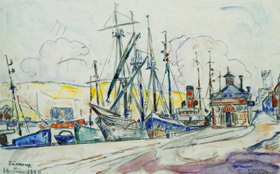 Havnen ved Fecamp; Le Port a Fecamp, 1930 av Paul Signac