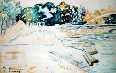 Seinen i Paris (akvarell på papir) av Paul Signac