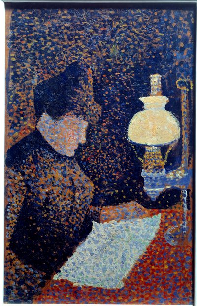 Kvinne under lampen. Pointillisme. Maleri av Paul Signac av Paul Signac