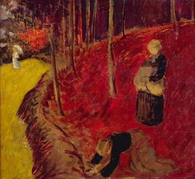 Fern Gatherers i Bois d"Amour ved Pont Aven; Les Ramasseuses de Fougeres au Bois d"Amour ved Pont Aven, ca. 1910 av Paul Sérusier