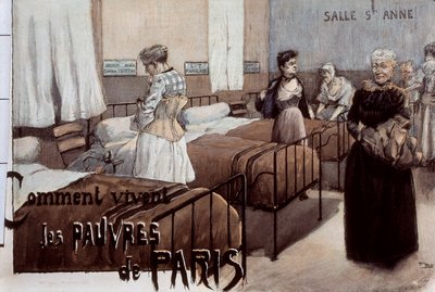 De fattige i Paris, tidlig på 1900-tallet (tegning) av Paul Thiriat