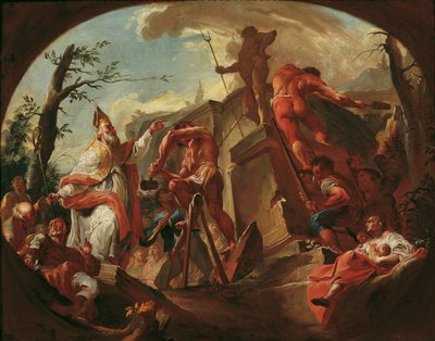 St. Cassian av Imola styrter statuen av Pluto på Saben av Paul Troger