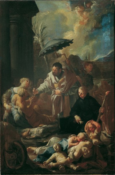 Saint Francis Xavier blant pestofrene i Goa av Paul Troger