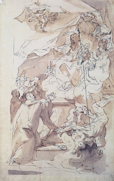 Jomfruen og Jesusbarnet med Saint Bernard, 1700-tallet. av Paul Troger