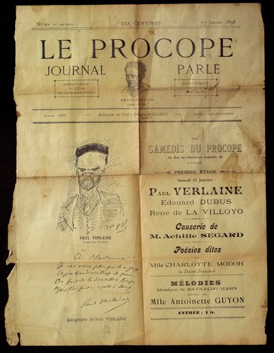 Journal du Procope, parisisk kafé av Paul Verlaine