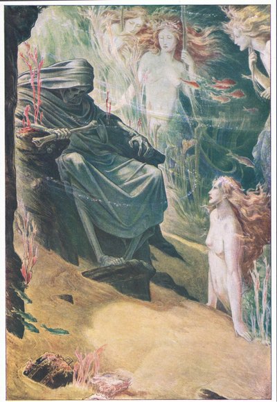 Full famn fem din far lyver: av hans bein er laget koraller, illustrasjon fra The Tempest, 1908 av Paul Vincent Woodroffe