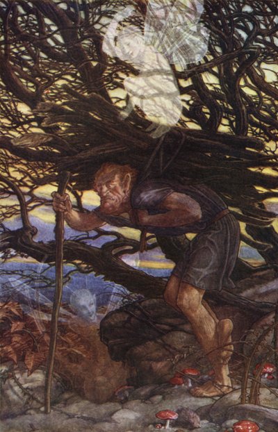 The Tempest av William Shakespeare, Act II, Scene 2 (farge litho) av Paul Vincent Woodroffe