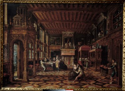 flamsk interiør. Maleri av Paulus Vredeman De Vries (1567-1630) av Paul Vredeman de Vries