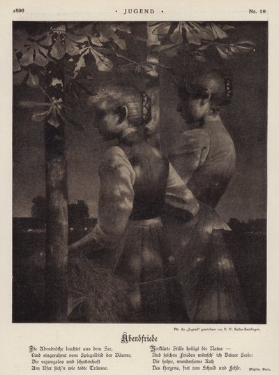 Kveldsfred (litho) av Paul Wilhelm Keller Reutlingen