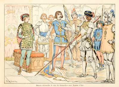 Illustrasjon hentet fra boken "" Joan of Arc "" av Theodore Cahu og illustrert av Paul De Semant (1855-1915): Dunois forsonet faren til Gamaches med Joan of Arc av Paul de Semant