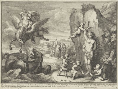 Perseus og Andromeda Mytologiske representasjoner i landskap (serietittel) av Paul van Somer (II)