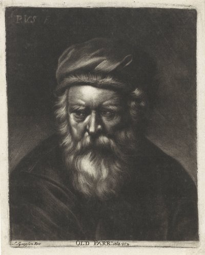 Portrett av Thomas Parr Old Parr: aeta 152 (tittel på objekt) av Paul van Somer (II)