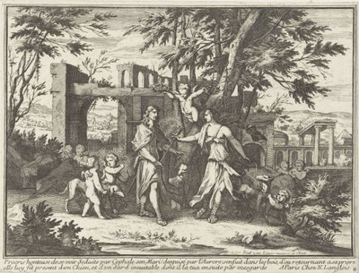 Procris og den forkledde Cephalus Mytologiske representasjoner i landskap (serietittel) av Paul van Somer (II)