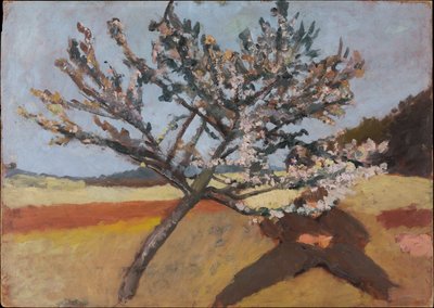 Mann unter einem blühenden Baum liegend av Paula Modersohn-Becker