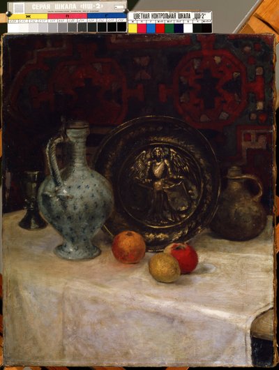 "Stilleben med en messingplate" Maleri av Paula Modersohn-Becker (Modersohn Becker) (1876-1907) Mikalojus Konstantinas Ciurlionis Museum of Fine Arts, Kaunas, Litauen av Paula Modersohn Becker
