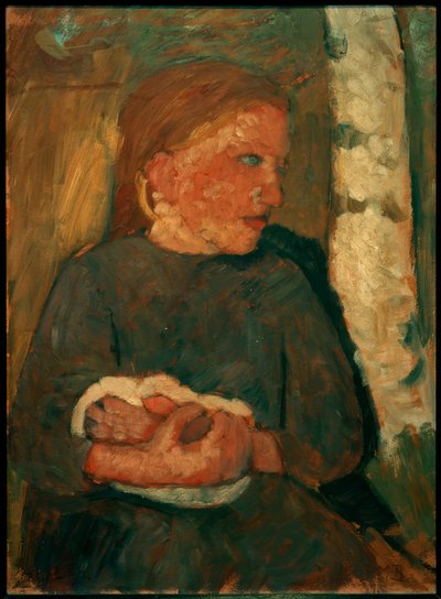 Jente med kanin i armene av Paula Modersohn Becker