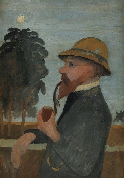 Otto Modersohn med pipe. Rundt 1907 av Paula Modersohn Becker