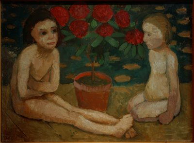 To sittende barnemapper av Paula Modersohn Becker
