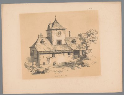Utsikt over et landsted i Ixelles Ixelles (tittel på objekt) Pittoreske ansikter av Paulus Lauters (serietittel) Etrennes pittoresques pour 1839, par Lauters (serietittel) av Paulus Lauters