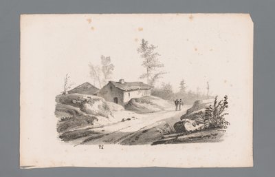 Kupert landskap med landevei og hus Prinsipper for landskap (serietittel) Principes de paysages (serietittel) av Paulus Lauters