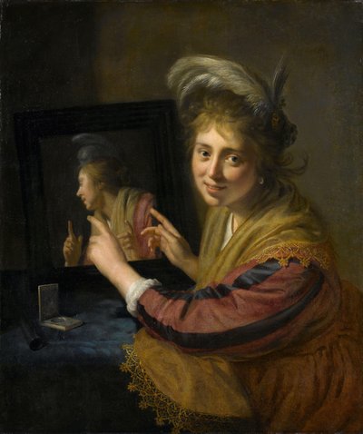 Jenta ved speilet av Paulus Moreelse