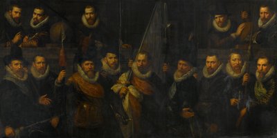 Offiserer og andre borgergardister fra det tredje distriktet i Amsterdam, under kommando av kaptein Jacob Gerritsz Hoyngh og løytnant Nanningh Florisz Cloeck av Paulus Moreelse