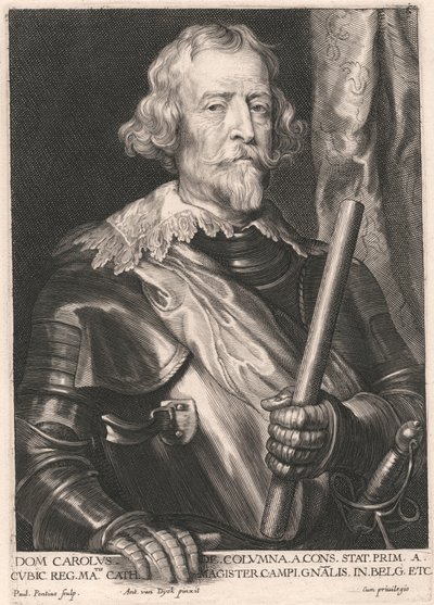 Dom Charles de Columna fra Cons. Det står Prim. en kubikk Reg. Matis Cath. Feltmesteren Gnalis i. Belgia Etc av Paulus Pontius