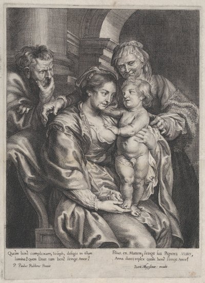 Hellig familie med Saint Anne, ca. 1620-70., ca. 1620-70. av Paulus Pontius