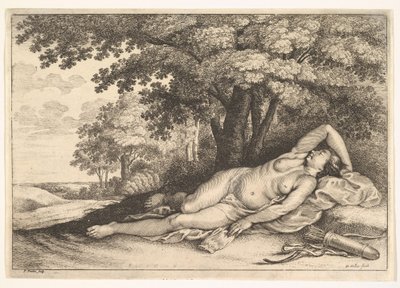Sovende jegerinne, 1625-77. av Paulus Potter