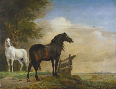 To hester nær en port i engen av Paulus Potter