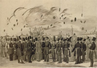 Storhertug Mikhail Pavlovich besøker leiren til Life-Guard Finland Regiment 8. juli 1837, 1837 av Pavel Andreevich Fedotov