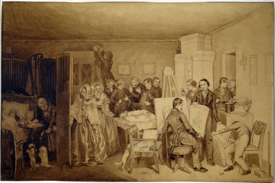 Konsekvensene av Fidelkas død - Verk av Pavel Andreyevich Fedotov (1815-1852), indisk blekk og sepia på papir av Pavel Andreevich Fedotov