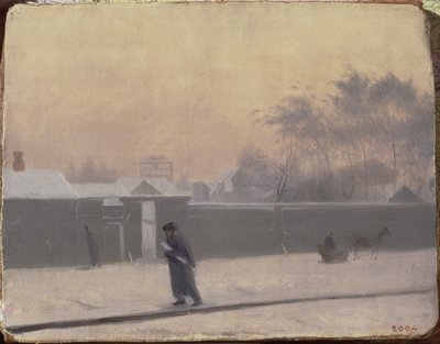 Wintry Street på Vasilievsky Island, St. Petersburg, ca. 1851 av Pavel Andreevich Fedotov