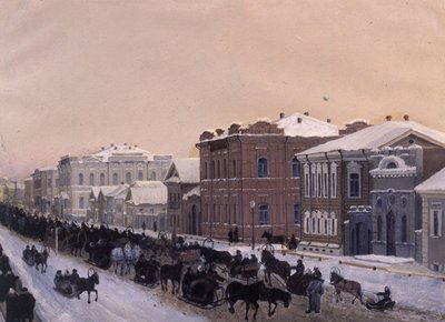 Tomsk, Magistratskaya Street under fastelavn i 1897, 1897. av Pavel Mikhaylovich Kosharov