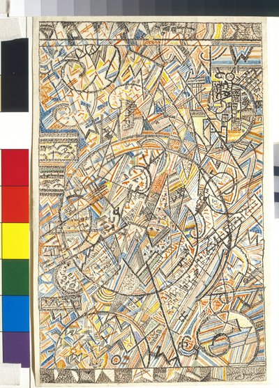 Universets formel - Verk av Pavel Nikolaievich Filonov (1883-1941), akvarell på papir av Pawel Nikolajewitsch Filonow