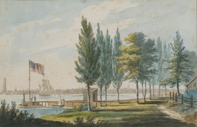 Philadelphia fra over Delaware River, 1811-ca. 1813. av Pavel Petrovic Svin