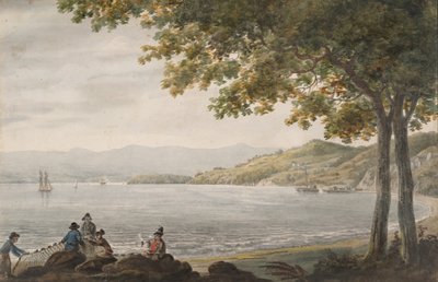 Shad Fishermen på bredden av Hudson River, 1811-ca. 1813. av Pavel Petrovic Svin