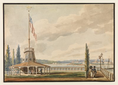 Den reisendes første blikk på New York – Batteriet og Flagstaff av Pavel Petrovich Svinin