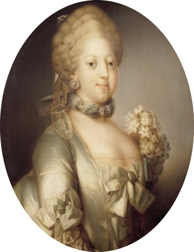 Portrett av Caroline Matilda av Storbritannia 1751-1775, dronning av Danmark, ca 1767. av Peder Als