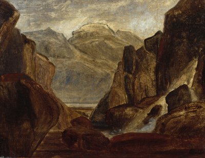 Fjordlandskap med foss (olje på lerret) av Peder Balke