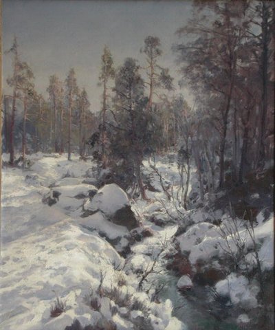 Spring Thaw (olje på lerret) av Peder Knudsen