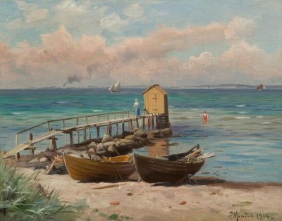 P.Mönsted, badehus på stranden av Peder Monsted