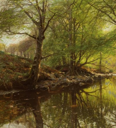 P.Mönsted, Waldbach om våren av Peder Monsted