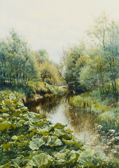 Sommerdag ved strømmen; Sommerdag ved elva av Peder Monsted
