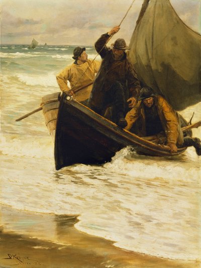 Fiskeren vender hjem, Skagen, 1885 av Peder Severin Krøyer