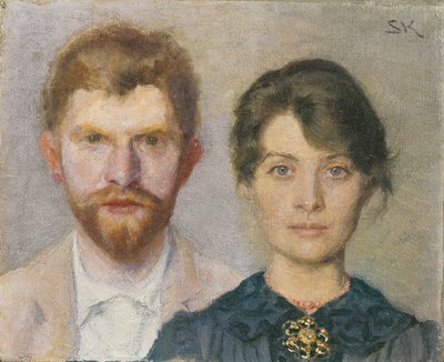 Dobbeltportrett av Marie og P.S. Krøyer. Paret har portrettert hverandre av Peder Severin Krøyer