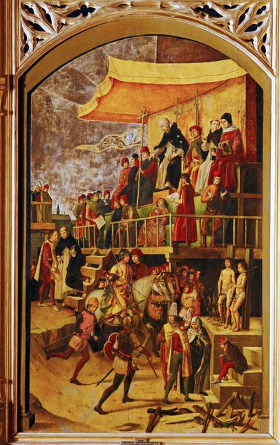 Autodafe av St. Domingo de Guzmán (maleri på tre) av Pedro Berruguete