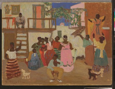 Forberedelse av Candombe (dekorasjon), ca. 1935 (olje om bord) av Pedro Figari