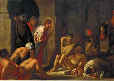 Jesus helbreder den lamme (maleri på lerret) av Pedro Orrente