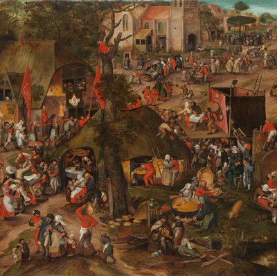 En flamsk Kermis med en fremføring av farsen «Een cluyte van Plaeyerwater» En fremføring av farsen 